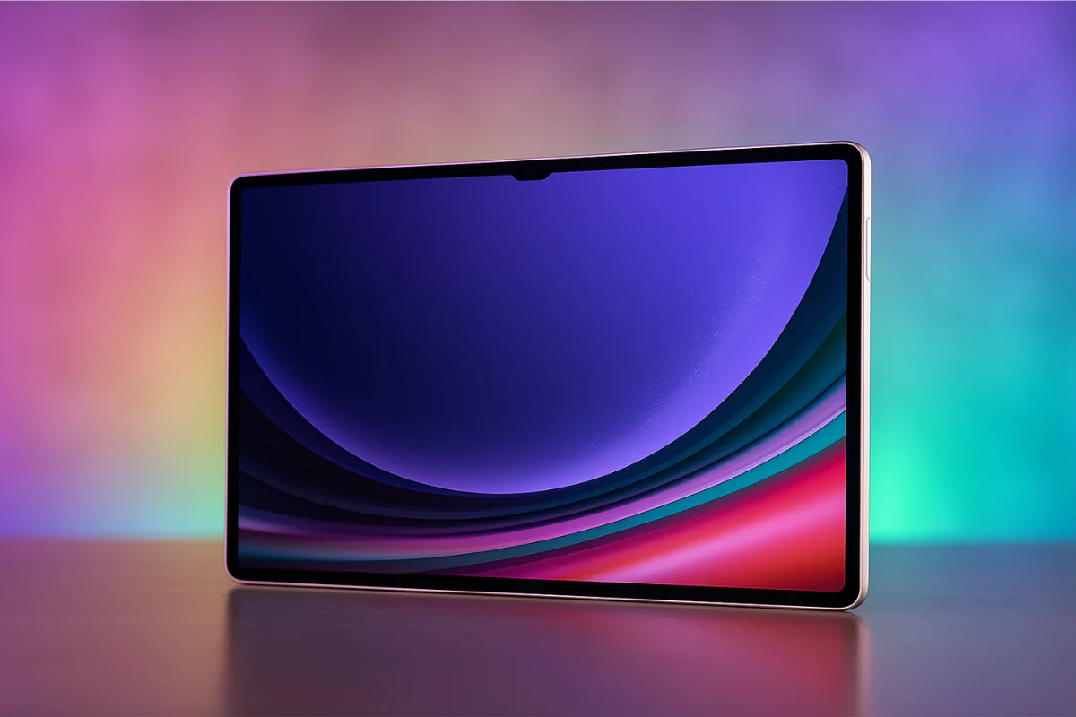 Samsung Galaxy Tab S9 FE é Bom com tela ligada exibindo interface em 2025 — review completo sobre ficha técnica e custo-benefício.