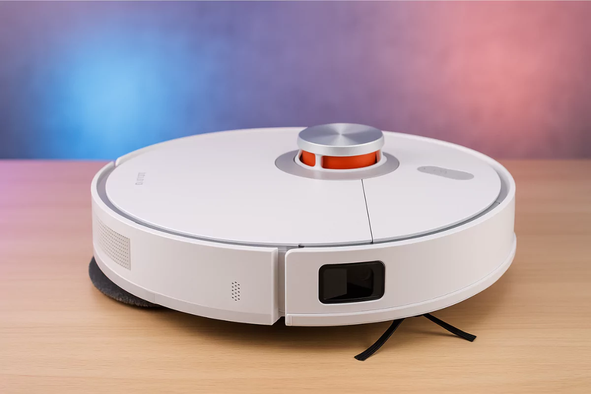 Melhores Robôs Aspiradores Xiaomi limpando automaticamente o chão de uma sala moderna em 2025