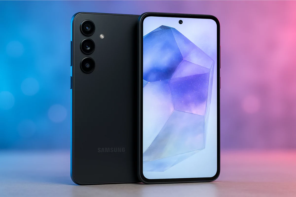 Samsung Galaxy A55 5G com Câmera Tripla e Tela AMOLED em destaque