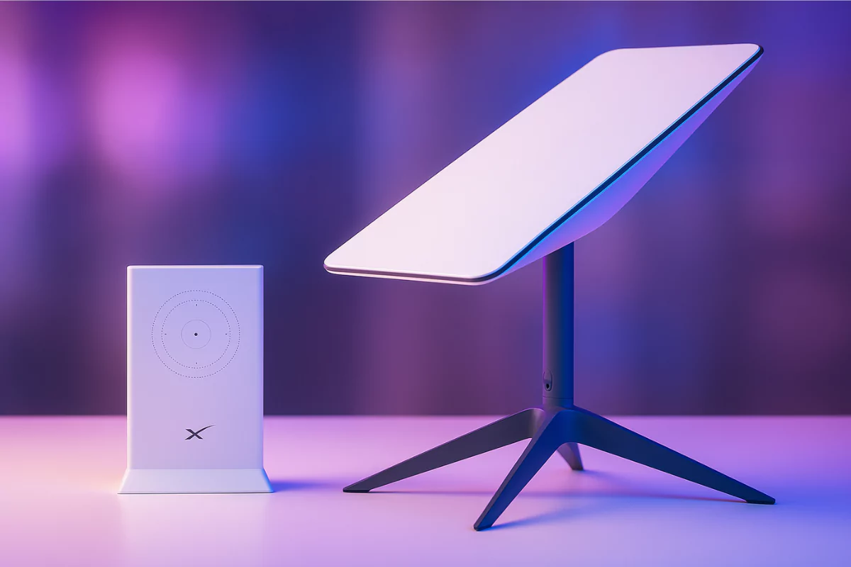 Antena Starlink instalada em área rural com boa conexão de internet via satélite em 2025