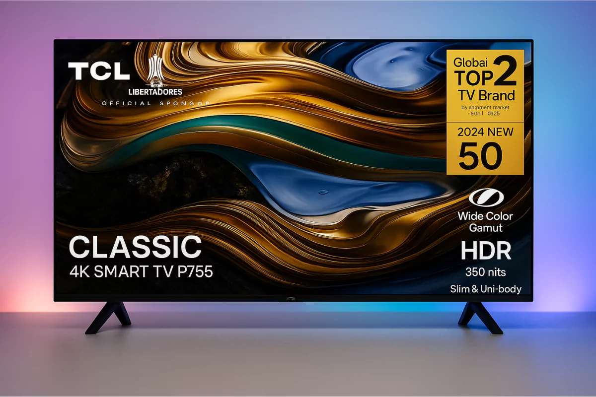 Smart TV 4K TCL LED 50 P755 com Google TV – modelo custo-benefício de 2025 em destaque