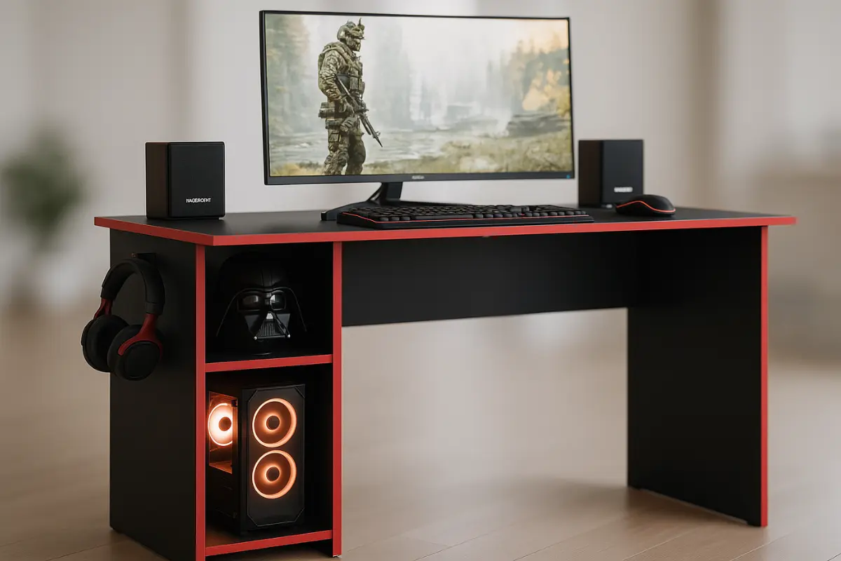 Escrivaninha Gamer QMOVI Vermelha