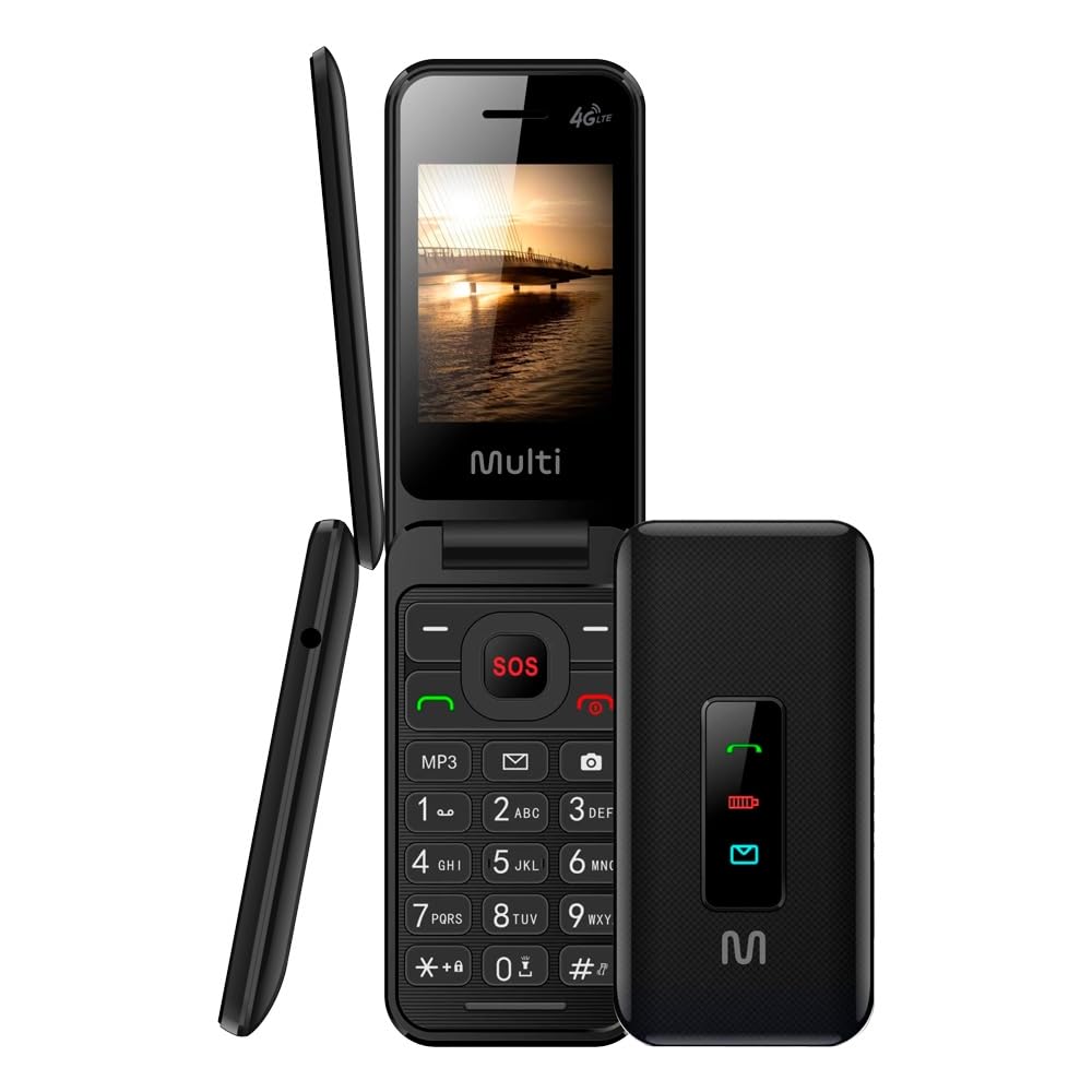 Celular POSITIVO P51, Flip, Função Modem, 4G, Câmera Traseira, Tela 2,4” LCD, Rádio FM, Botão SOS, Dual SIM Preto